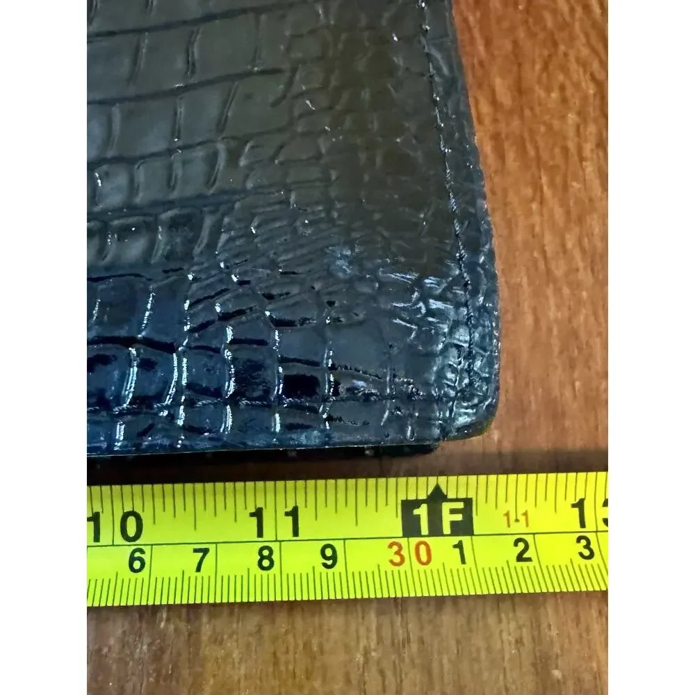 Vintage Black Faux Alligator Embossed Portfolio Handbag Briefcase Gold Tone